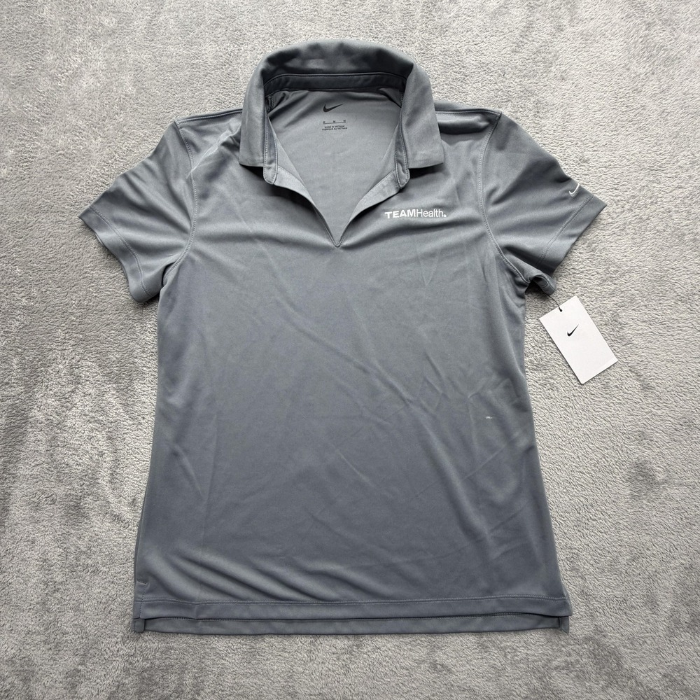 Nike Polo Shirt Womens M Gray‎ TEAMHealth Pullover Tagless DC1991-065 Workwear